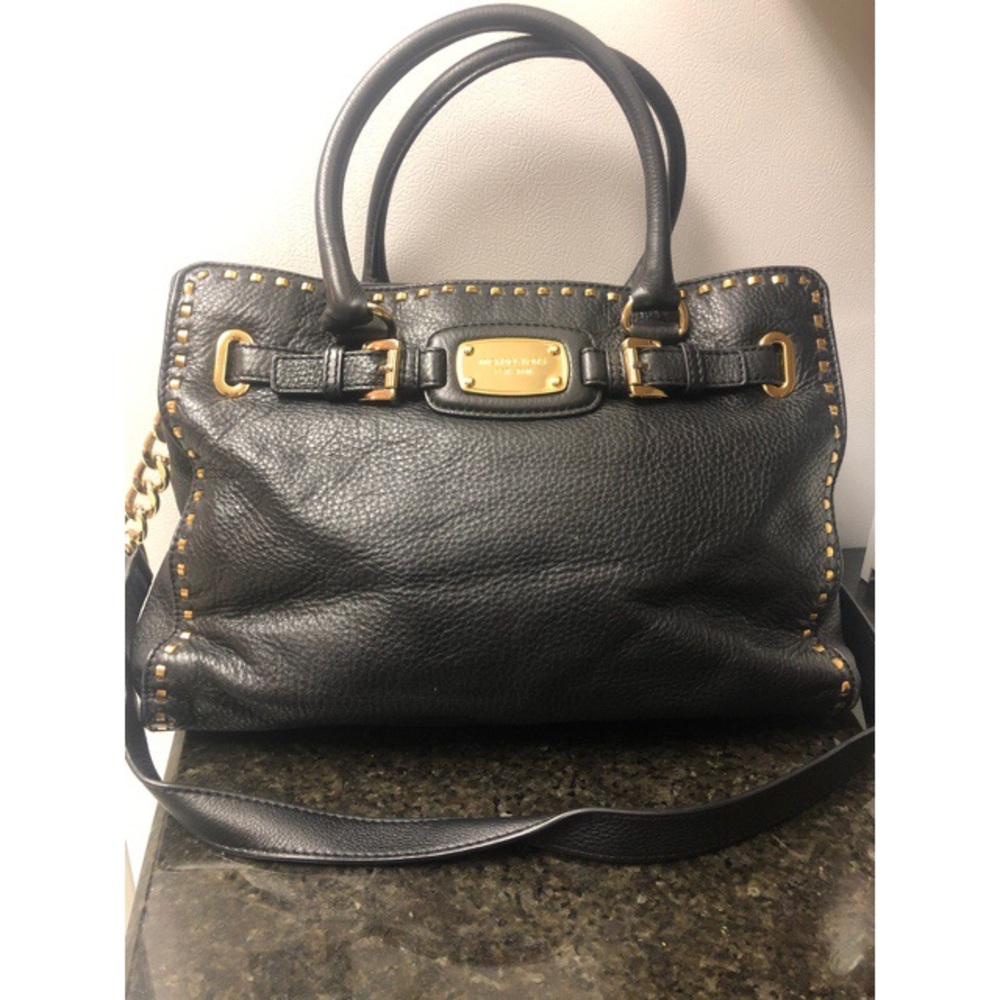 Michael Kors black and gold large shoulder bag